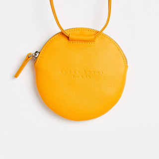 mini sac rond en cuir jaune