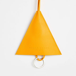 porte clé en cuir carré royal jaune