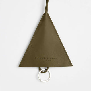 porte clé en cuir carré royal kaki