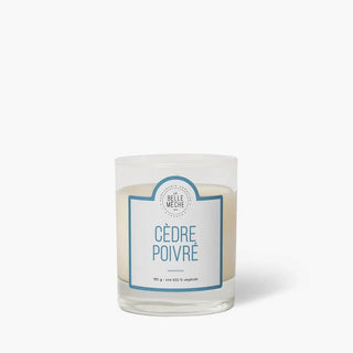 La bougie Cèdre Poivré de La Belle Mèche. Un sillage résineux de pinède, cire de soja 100% naturelle et parfum de Grasse. Une bulle d'air chez CQFD Avignon !
