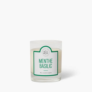 La bougie Menthe Basilic de La Belle Mèche. Un sillage aromatique et frais, cire de soja 100% naturelle et parfum de Grasse. Un favori chez CQFD Avignon !