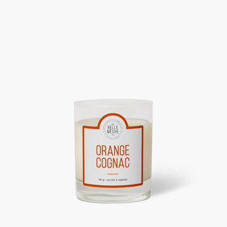 La bougie Orange Cognac de La Belle Mèche. Un sillage ambré et gourmand, cire de soja 100% naturelle et parfum de Grasse. Une merveille chez CQFD Avignon !