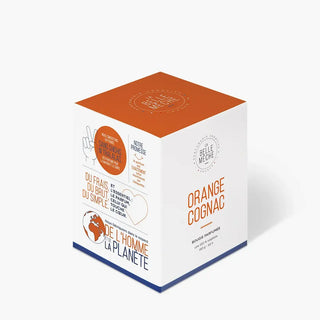 La bougie Orange Cognac de La Belle Mèche. Un sillage ambré et gourmand, cire de soja 100% naturelle et parfum de Grasse. Une merveille chez CQFD Avignon !