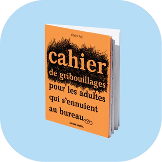 Découvrez le cahier de gribouillages pour adultes des Éditions Animées. Un livre interactif anti-stress et hilarant pour survivre au bureau avec CQFD.