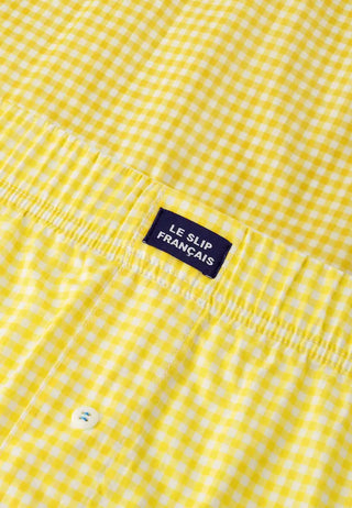 Caleçon Jacques motif Vichy Jaune Citron par Le Slip Français. Un classique 100% coton, confortable et fabriqué en France. À shopper chez CQFD Avignon !