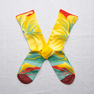 Mettez de la couleur à vos pieds avec les chaussettes Fleur Multico de Bonne Maison. Un motif floral vibrant en coton égyptien, douces, fines et robustes.