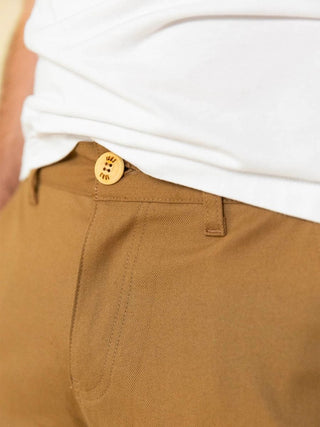 Chino Ajusté 163 1083 Marron Clair - Coton Bio Flex