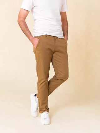 Chino Ajusté 163 1083 Marron Clair - Coton Bio Flex