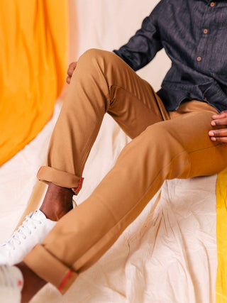 Chino Ajusté 163 1083 Marron Clair - Coton Bio Flex