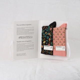 Coffret Duo de Chaussettes – Toile de Jouy « Fleurs & Oiseaux »