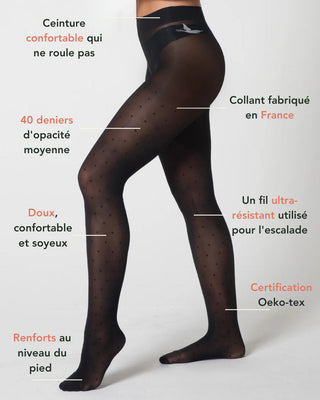 Collant 40 D Plumetis Ultra-Résistant Cygnes | Made in France | CQFD