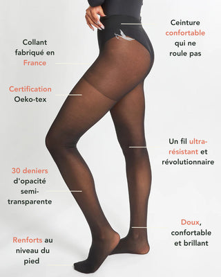 Collant 30 Deniers Révolution Cygnes | Ultra-Résistant & Chic | CQFD