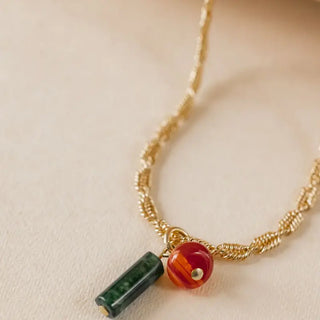 Collier ENNATO Judith agathe rouge et verte
