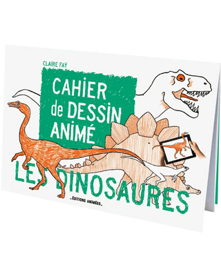 Découvrez le cahier animé Les Dinosaures des Éditions Animées. Un livre interactif magique avec l'appli BlinkBook pour éveiller les petits savants chez CQFD.