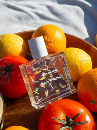 Découvrez Bain de Midi par Maison Matine chez CQFD Avignon. Un parfum solaire aux notes de tiaré et coco. Bio, éco-responsable et fabriqué en France. 50ml.