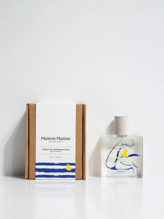 Découvrez Esprit de Contradiction de Maison Matine chez CQFD Avignon. Parfum unisexe hespéridé et boisé. Concentration 20%, alcool bio, fabriqué en France. 50ml.