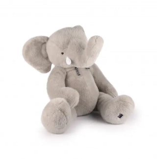 Offrez l'exceptionnel Éléphant Sowen géant (80 cm). Peluche de luxe fabriquée à la main en Bretagne par Maïlou Tradition (EPV). Cadeau de naissance prestigieux et déco.