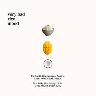 Découvrez Very Bad Rice de Versatile chez CQFD Avignon. Un extrait de parfum solaire et lacté (riz, coco, mangue). Alcool bio, 100% Made in France et Végan.