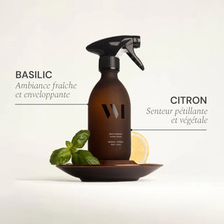 Nettoyez toute la maison avec le Multi-Surface Basilic Citron à 98,7% naturel. Flacon verre renforcé® élégant et rechargeable. Efficacité prouvée chez CQFD Avignon.