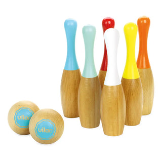 Découvrez le bowling bicolore en bois Vilac chez CQFD Avignon. Set de 6 quilles laquées (24cm) fabriqué en France dans le Jura. Style rétro, dès 5 ans.