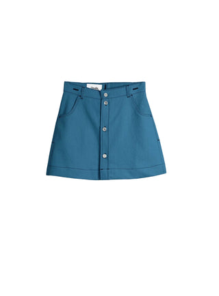 Découvrez la jupe "Mimi" Bleu Baltik de Claudia Carmona chez CQFD Avignon. Une jupe évasée en coton bio recyclé, teinte à l'indigo naturel et modulable en robe.