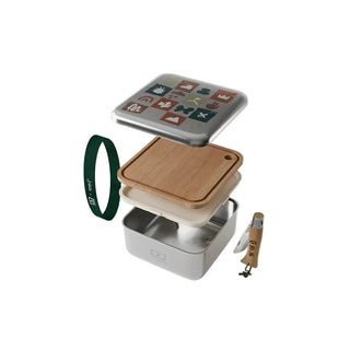 Craquez pour le kit repas nomade Origines MonBento x Opinel chez CQFD Avignon. Une box métal 1L et un couteau Néo6 en hêtre PEFC fabriqués de manière durable.