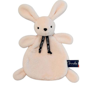 Offrez le Doudou Lapin Dorlotin ivoire (22cm). Peluche artisanale en matière Maïloudou ultra-douce, fabriquée à la main en Bretagne. Idéal dès la naissance.
