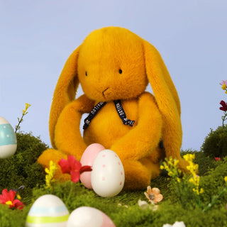 Découvrez le Lapin Méloé 37cm. Une peluche artisanale de luxe fabriquée à la main en France par Maïlou Tradition (EPV). Douceur et qualité certifiées.