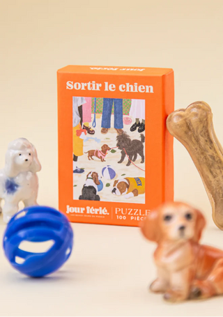 Mini Puzzle 100 pièces Sortir le chien - Jour Férié | Cadeau Passion Chien