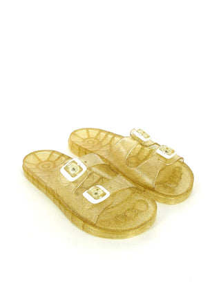 Découvrez les mules Mambo Méduse® doré pailleté. Confortables, ajustables et 100% recyclables. Le chic estival fabriqué en France disponible chez CQFD Avignon.