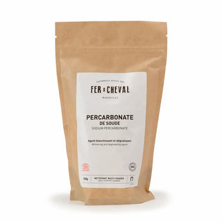 Percarbonate de soude 500g Fer à Cheval chez CQFD Avignon. Détachant, blanchissant et purifiant 100% naturel par oxygène actif. Sachet recyclable.