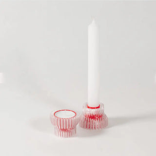 Petit double bougeoir Warren & Laeticia rouge