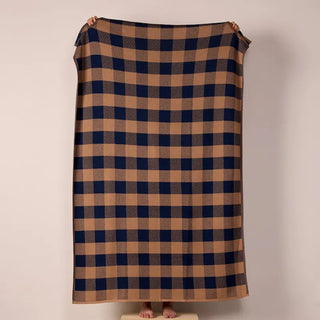 Plaid en maille Jacquard Season Paper vichy bleu