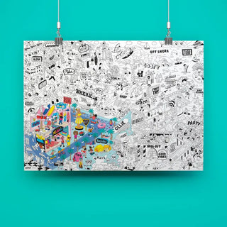 Poster géant à colorier Surf and skate OMY