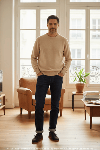 Pull Mixte Laine Mérinos & Cachemire Gaspard beige - Cézembre | CQFD