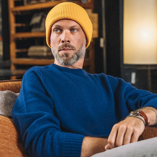 Pull Mixte Laine Mérinos & Cachemire Gaspard bleu roi - Cézembre | CQFD