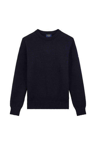 Découvrez le pull norvégien Le Minor en laine mérinos marine. Maille épaisse à chevrons, coupe moderne et fabrication bretonne. Un classique de douceur chez CQFD Avignon.