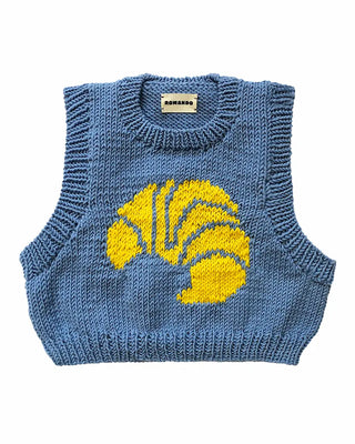 Pull sans manches Romando "croissant" bleu ciel T2
