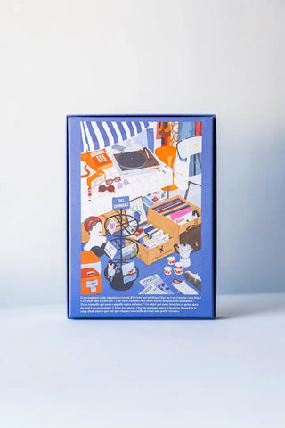 Puzzle 500 pièces Aller Aux Puces par Jour Férié. Une illustration nostalgique et brocante, éco-conçue et fabriquée en France. À shopper chez CQFD Avignon !