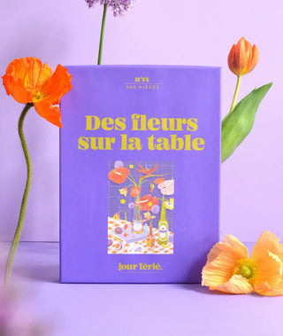 Puzzle 500 pièces Des Fleurs Sur La Table par Jour Férié. Une illustration florale poétique et éco-conçue, fabriquée en France. À shopper chez CQFD Avignon !