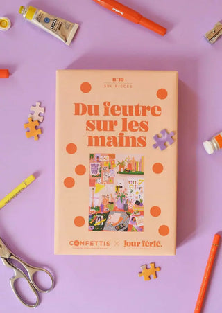 Puzzle 500 pièces Du Feutre Sur Les Mains par Jour Férié. Une illustration créative et arty, éco-conçue et fabriquée en France. À shopper chez CQFD Avignon !