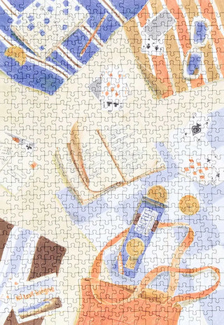 Puzzle 500 pièces Du Sable Entre Les Pages par Jour Férié. Une illustration estivale et iodée, éco-conçue et fabriquée en France. À shopper chez CQFD Avignon !