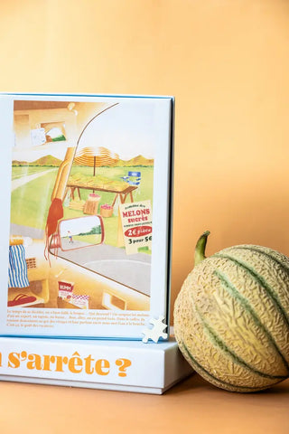 Découvrez le puzzle 500 pièces On s'arrête de Jour Férié chez CQFD Avignon. Un jeu éco-conçu en carton recyclé, poétique et fabriqué en France.