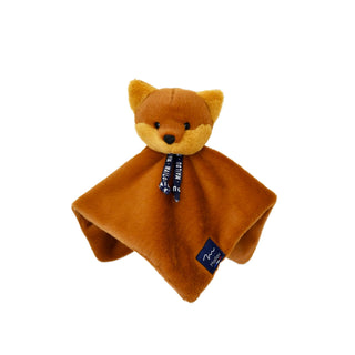 Découvrez le doudou plat renard Maïloudou (27cm). Peluche artisanale faite main en Bretagne. Texture ultra-douce, éthique et certifiée CE dès la naissance.