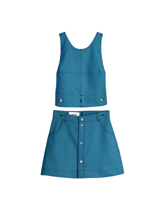 Découvrez la jupe "Mimi" Bleu Baltik de Claudia Carmona chez CQFD Avignon. Une jupe évasée en coton bio recyclé, teinte à l'indigo naturel et modulable en robe.