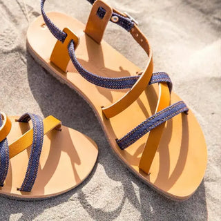 Sandales 924 coton bio cuir camel