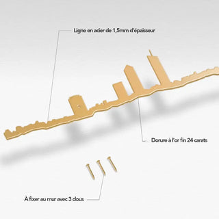 Silhouette murale The Line Lyon doré