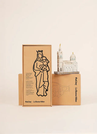 La Bonne Mère de Marseille en silhouette acier minimaliste  The Line. Un symbole emblématique pour votre déco. Fabriqué en France.