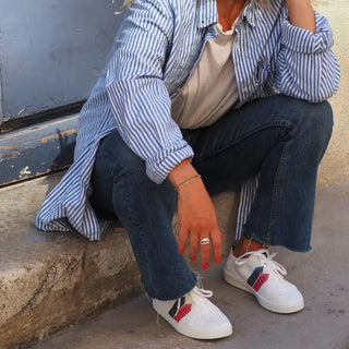 Craquez pour les sneakers Ector Original Tricolore chez CQFD Avignon. Des baskets bleu-blanc-rouge éco-conçues en France à Romans-sur-Isère, 100% recyclées et véganes.
