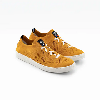 Craquez pour les sneakers Ector Original Moutarde chez CQFD Avignon. Des baskets éco-tricotées en France à Romans-sur-Isère, 100% recyclées, légères et respirantes.